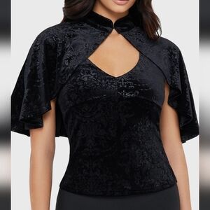 Killstar Black Velvet Cape Top